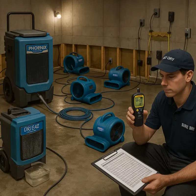 Structural Drying and Dehumidification process in Meadowlakes, TX